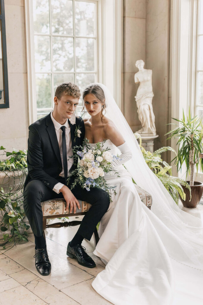 The War Memorial wedding bride and groom portrait